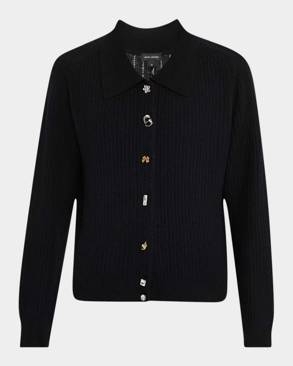 Charm Wool-Cashmere Cable Knit Cardigan